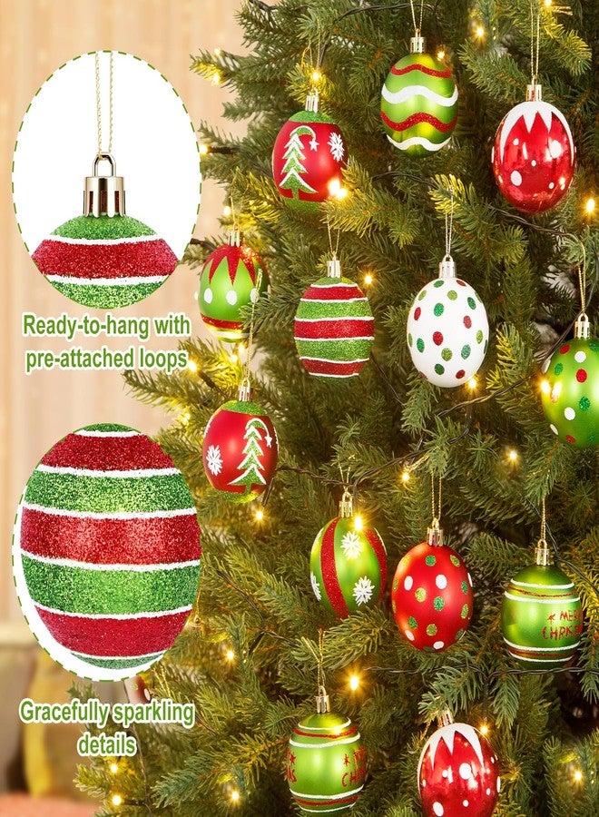 Ouddy Mode 30 Pcs Christmas Ball Ornaments, 2.4 Inch Glittering Red and Green Christmas Ornaments Set, Glittering Plastic Ornament Xmas Tree Balls Decorations Gifts for Home Indoor Party Holiday Decor - Image 3